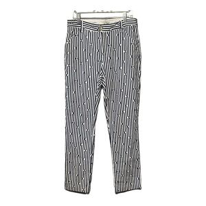 Anthropologie The Essential Slim Pants Blue Stripe Floral High-Waist Trousers W4